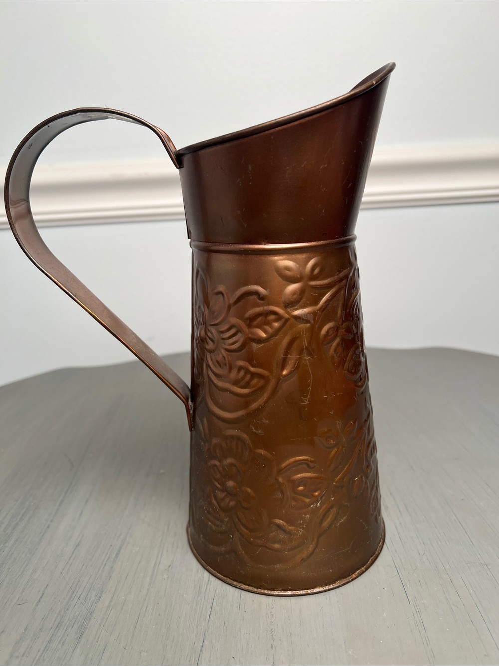Vintage Embossed Copper Tone Decorative Pitcher-2006